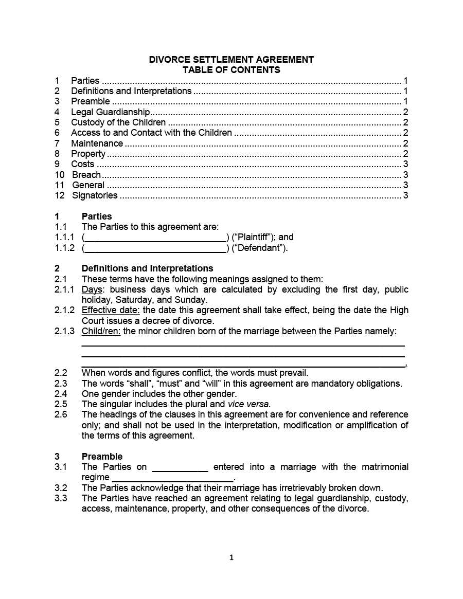 43 Free Settlement Agreement Templates [Divorce/debt For Divorce Settlement Agreement Template