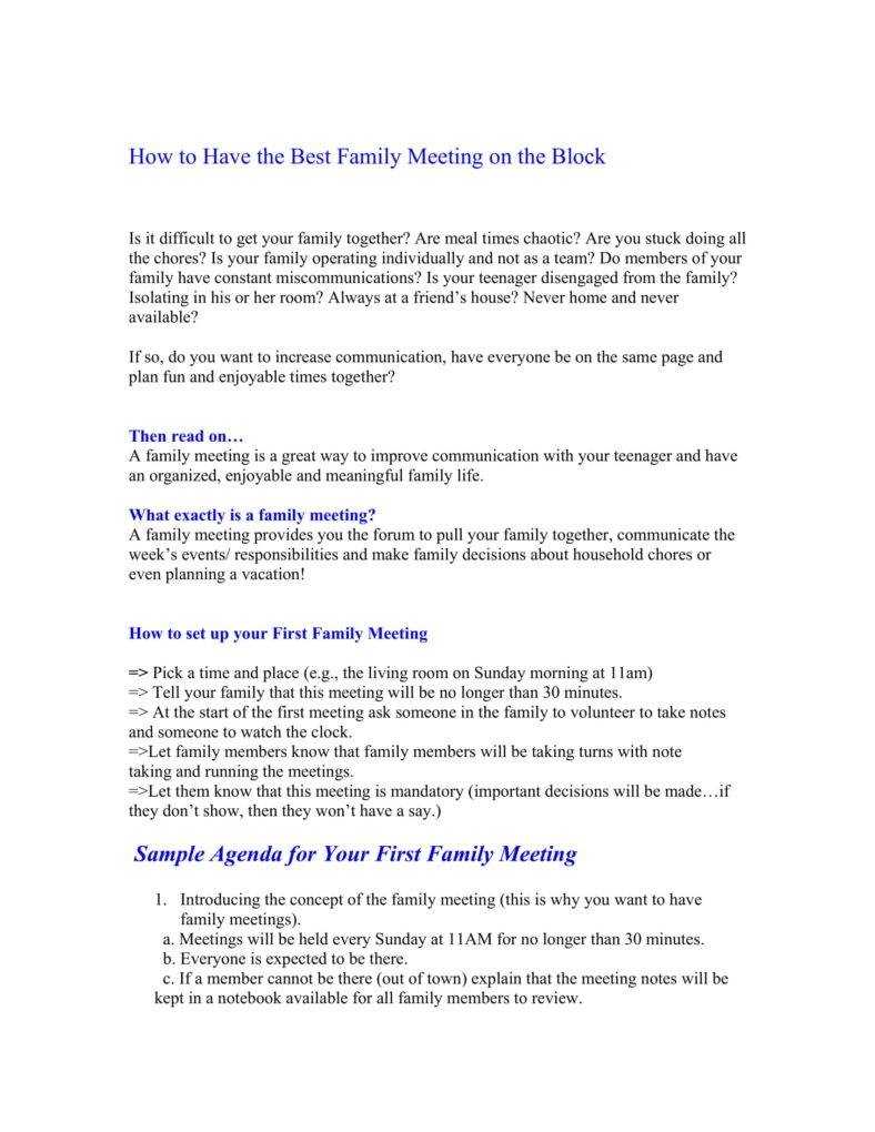 5+ Family Minutes In A Meeting Templates – Pdf | Free Inside Family Meeting Agenda Template