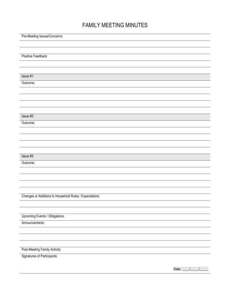 Family Meeting Agenda Template Best Professional Templates