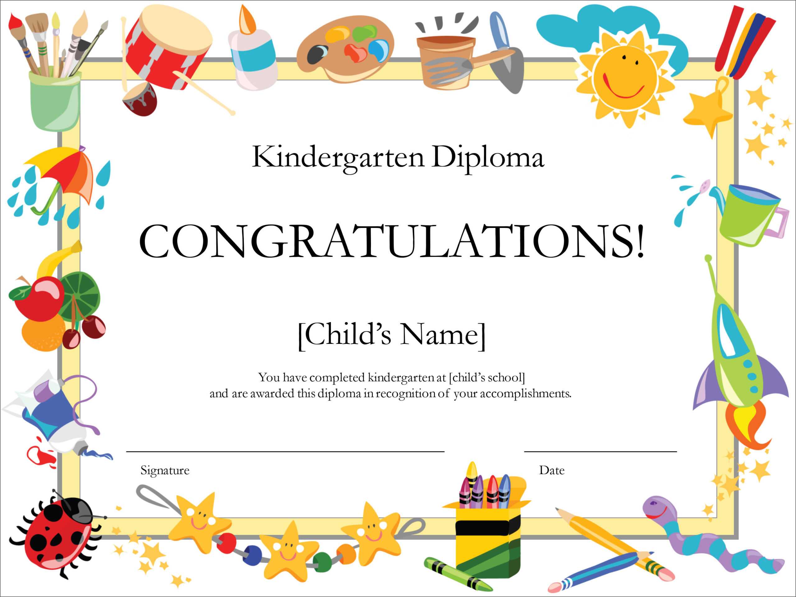 50 Free Creative Blank Certificate Templates In Psd Within Free Kids Certificate Templates