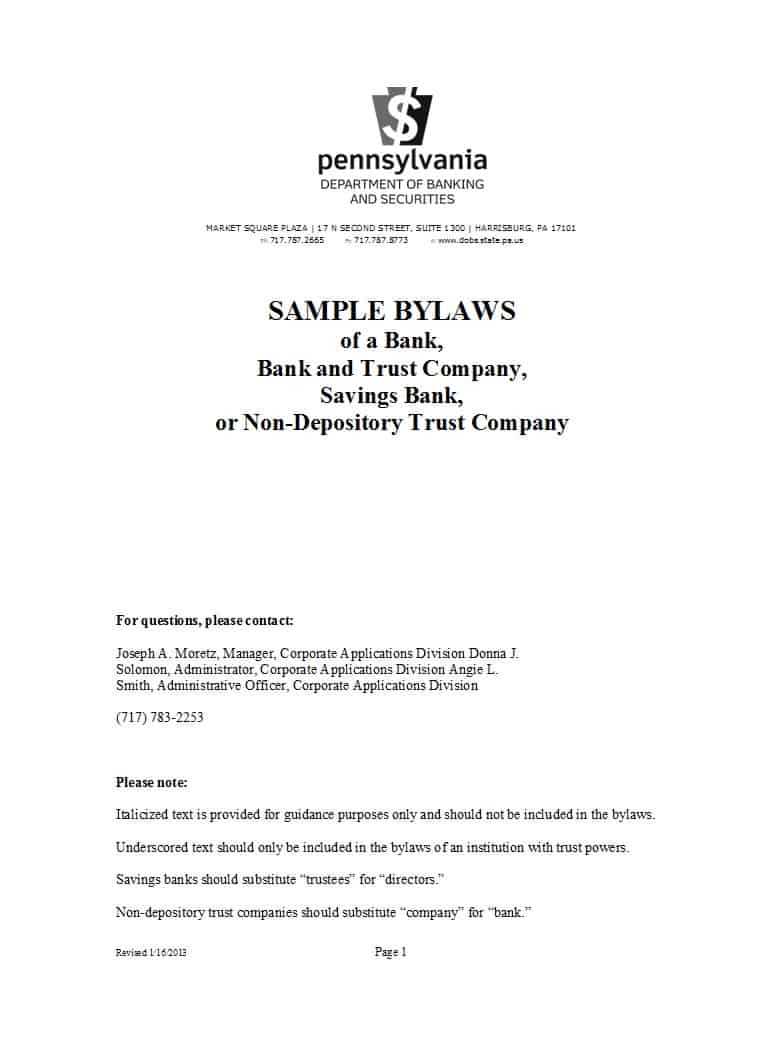 50 Simple Corporate Bylaws Templates & Samples ᐅ Template Lab Regarding Corporate Bylaws Template Word