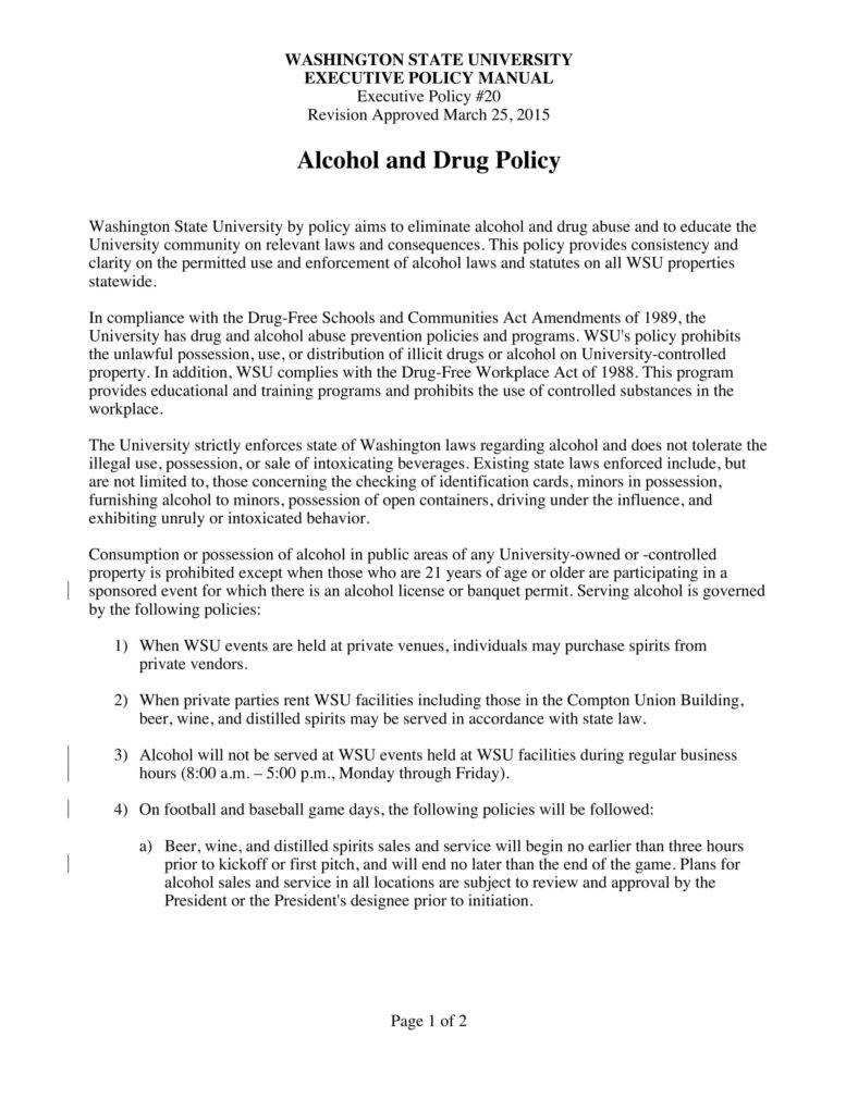 6  Drug Alcohol Policy Templates Pdf Doc Free with regard to