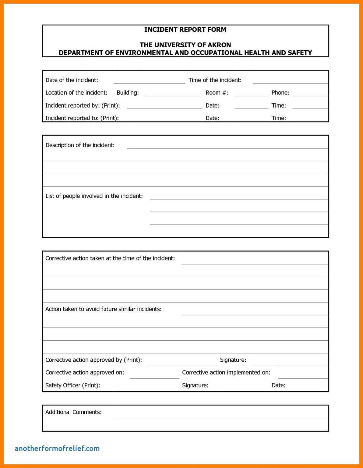 Customer Incident Report Form Template