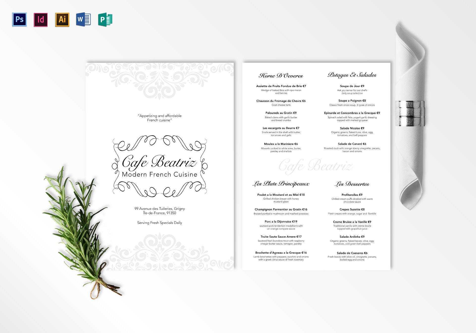 752+ Menu Templates – Ai, Psd, Docs, Pages | Free & Premium With French Cafe Menu Template