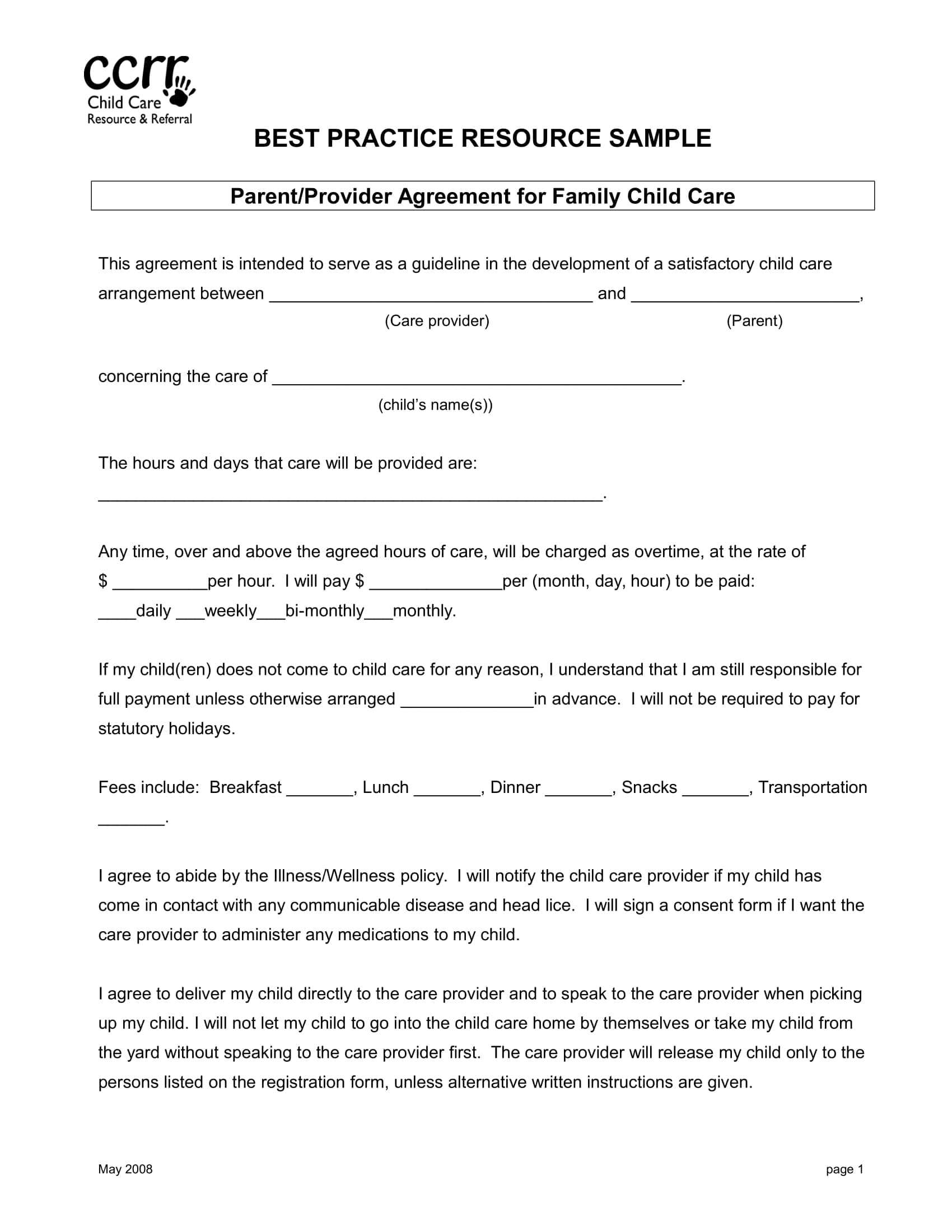 8+ Child Care Contract Example Templates – Docs, Word, Pages With Regard To Daycare Contract Template