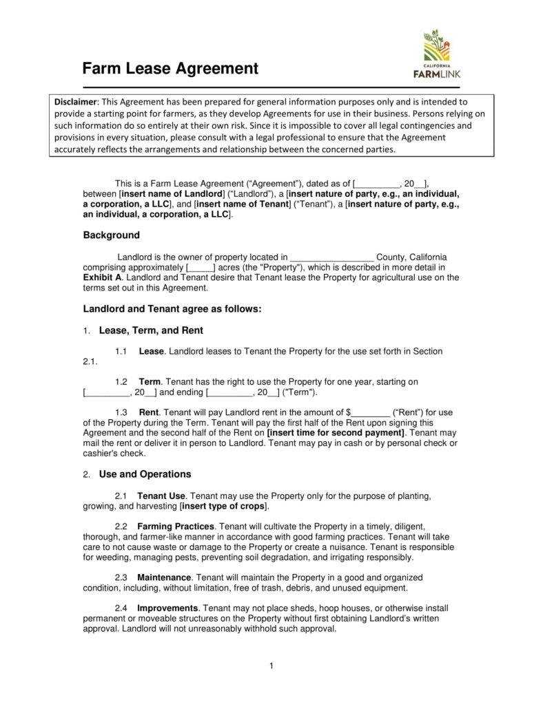 8+ Farm Lease Agreement Templates – Pdf, Word | Free Intended For Farm Business Tenancy Template