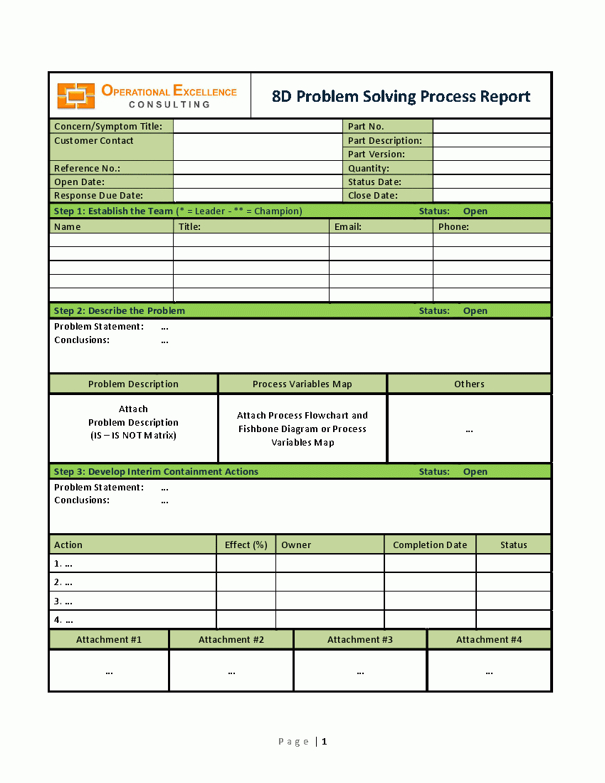 8D Problem Solving Process Report Template (Word) – Flevypro With Regard To Dmaic Report Template