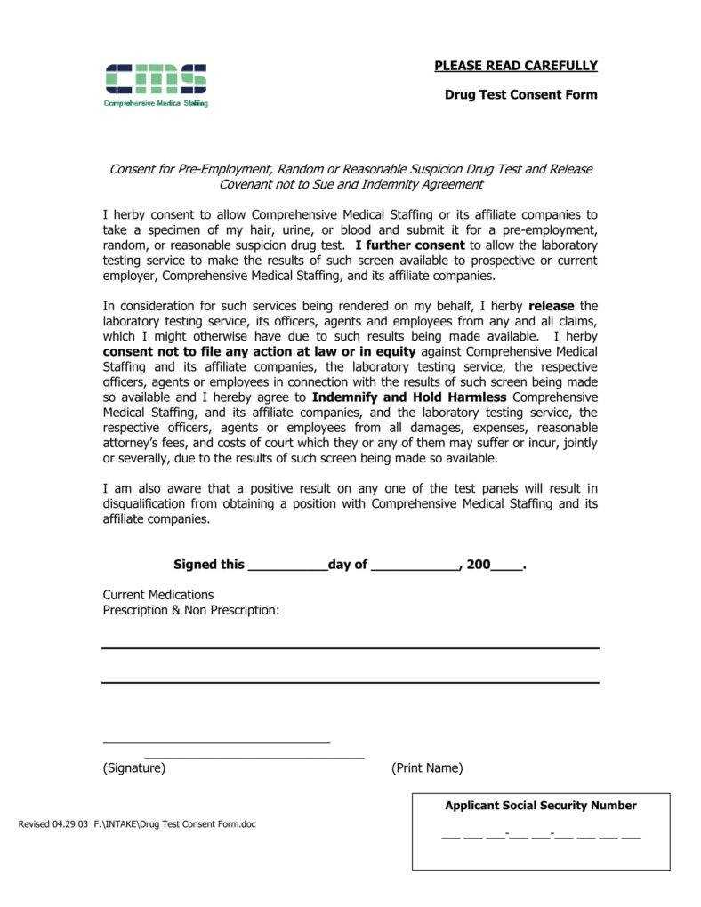 9+ Drug Testing Consent Forms – Pdf, Doc | Free & Premium In Drug Test Results Form Template