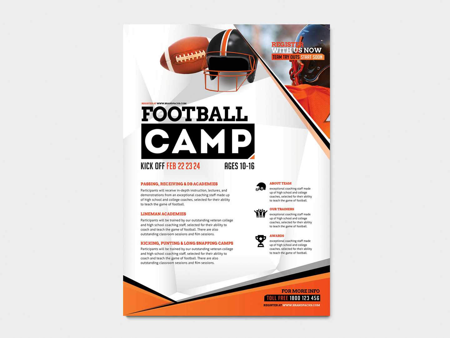 A4 American Football Poster / Advertisement Template In Psd With Regard To Football Camp Flyer Template Free