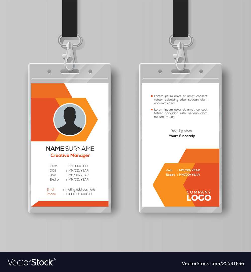 Abstract Orange Id Card Design Template For Conference Id Card Template