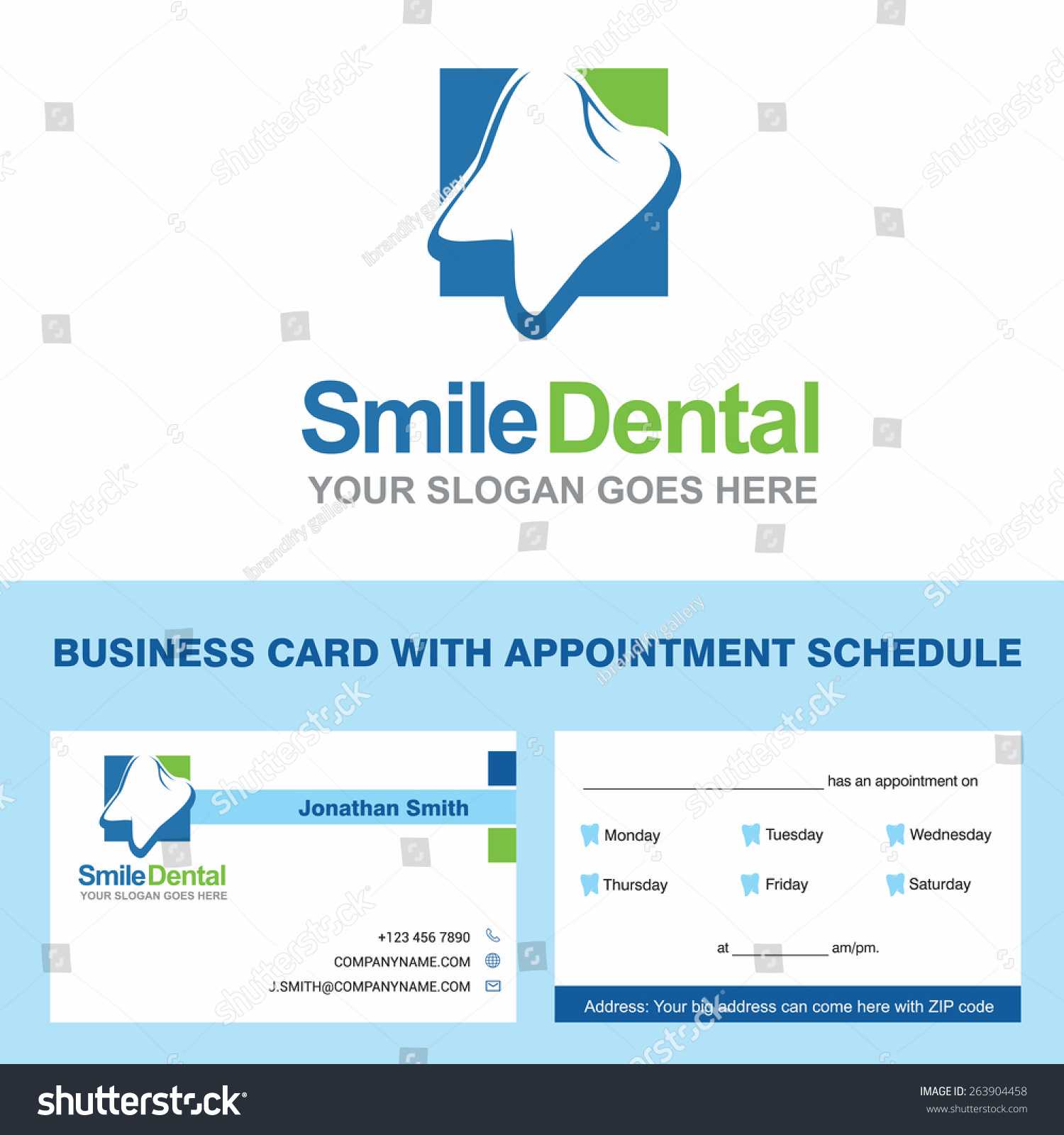 Abstract Vector Smile Dental Identity Concept Stock Vector Regarding Dentist Appointment Card Template