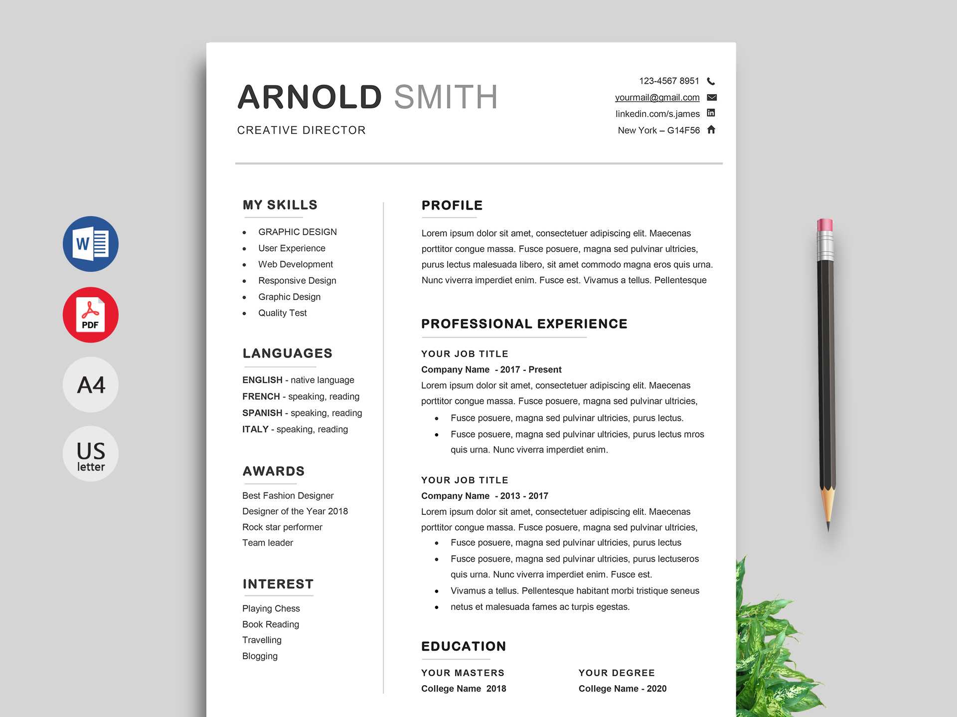 Ace Classic Cv Template Word - Resumekraft With Free Resume Template Microsoft Word