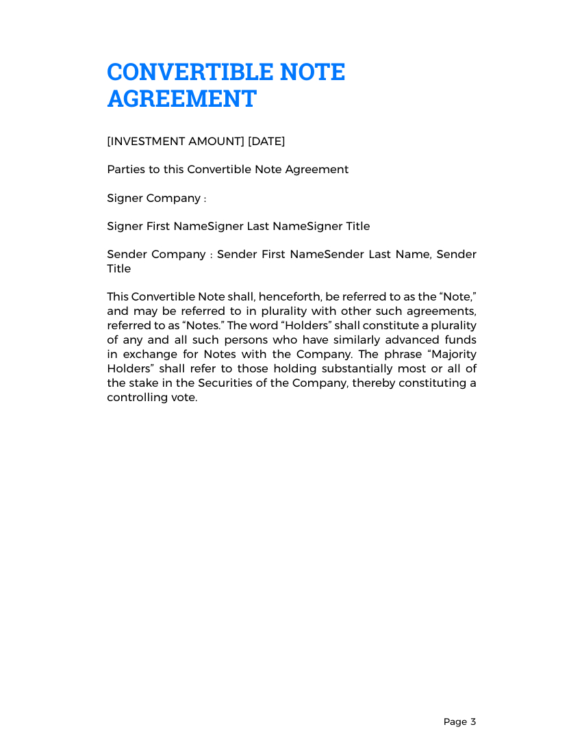 Agreements – Convertible Note Agreement Template Template In Convertible Note Template