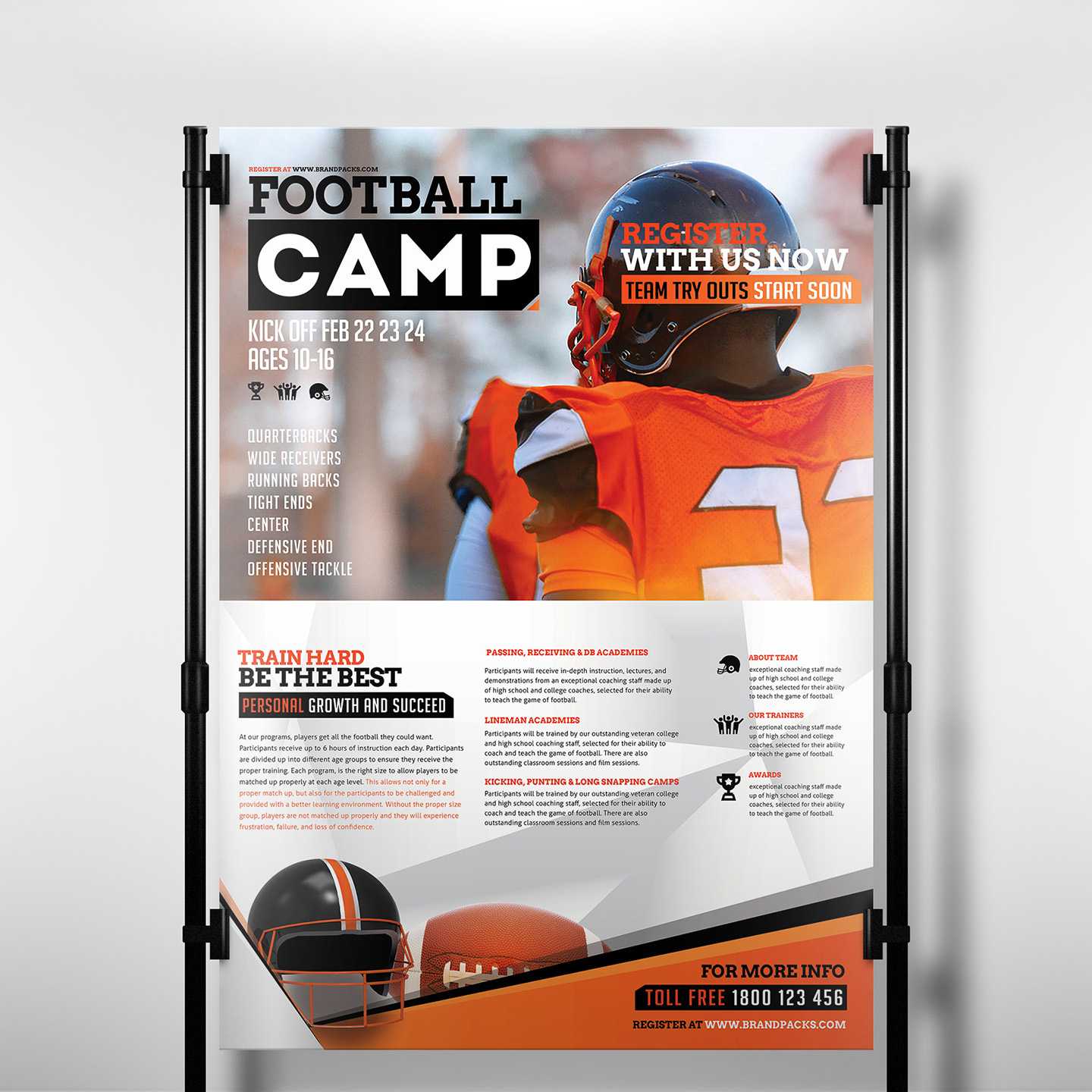 American Football Camp Poster Template In Psd, Ai & Vector Inside Football Camp Flyer Template Free