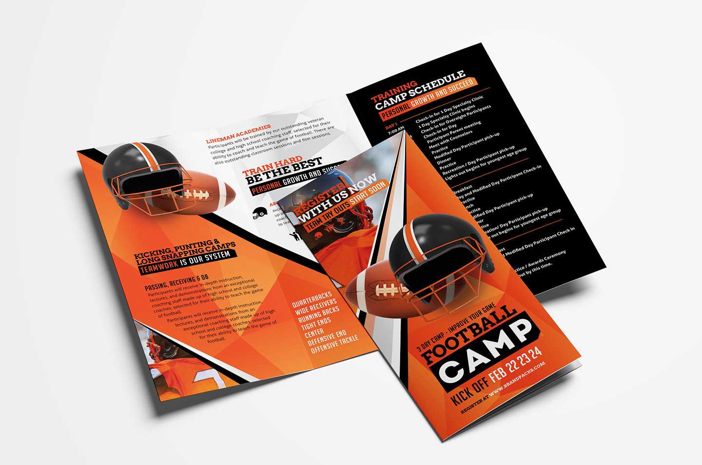 American Football Camp Tri Fold Brochure Template In Psd For Football Camp Flyer Template Free