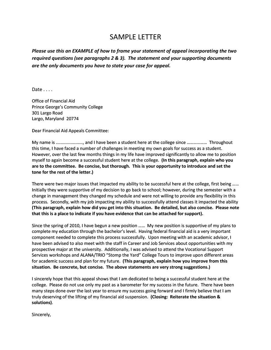 Appeal Letter Examples - Tunu.redmini.co With Financial Aid Appeal Letter Template