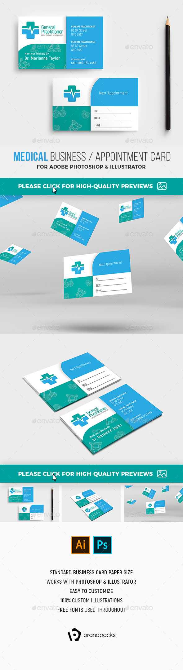 Appointment Card Graphics, Designs & Templates From Graphicriver With Regard To Dentist Appointment Card Template