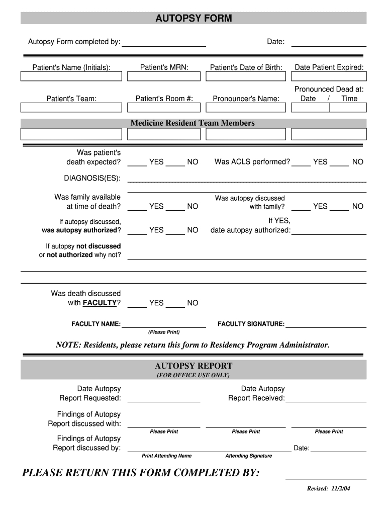 Autopsy Report Template - Fill Online, Printable, Fillable Inside Coroner's Report Template