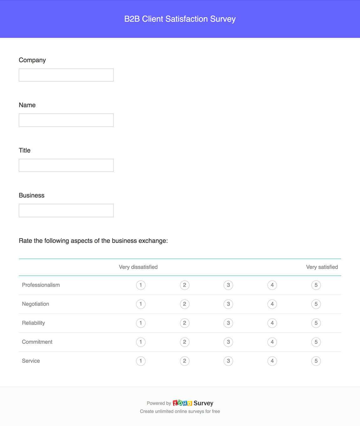 B2B Client Satisfaction Survey Template – Zoho Survey Throughout Customer Satisfaction Report Template