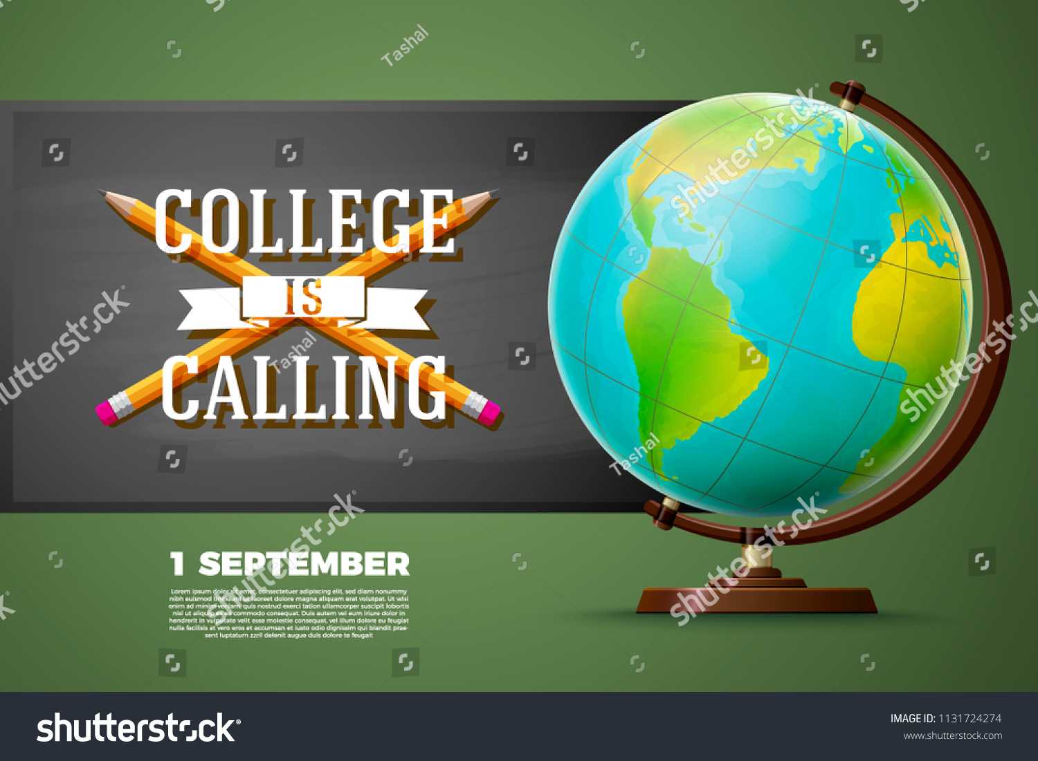 Back College Banner Template Globe Chalkboard Stock Vector With Regard To College Banner Template
