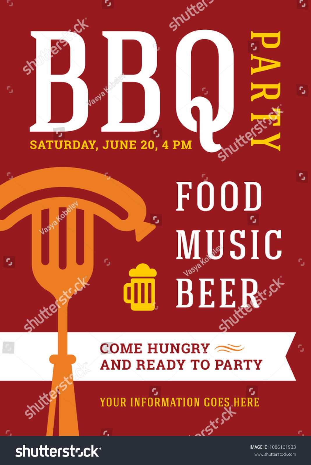 Barbecue Party Vector Flyer Poster Design Stock Vector Intended For Cookout Flyer Template