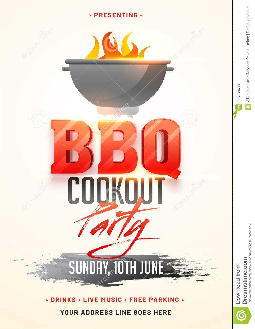 Barbecue Poster, Flyer, Template Or Invitation Design. Stock With Cookout Flyer Template