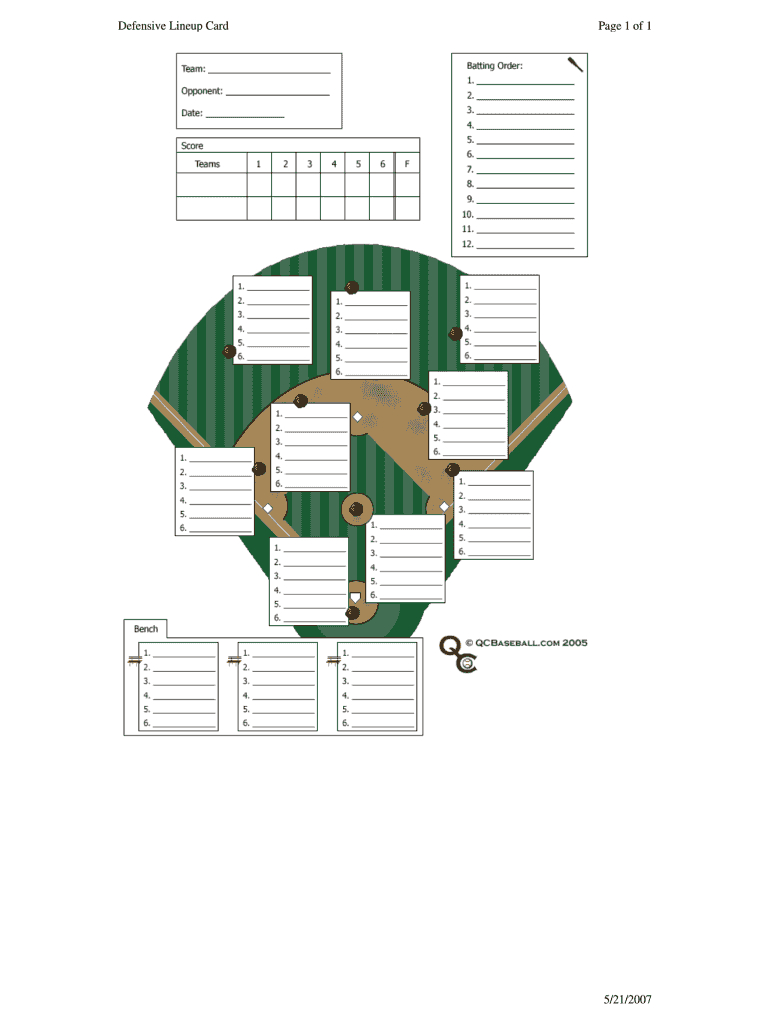 Baseball Lineup Template Fillable – Fill Online, Printable Within Free Baseball Lineup Card Template