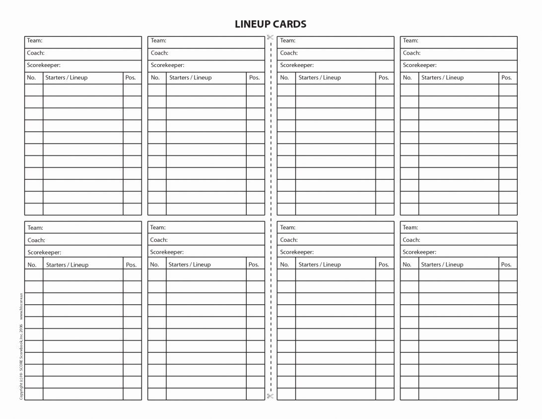 Baseball Lineup Template Printable Card Dugout Defensive In Free Baseball Lineup Card Template