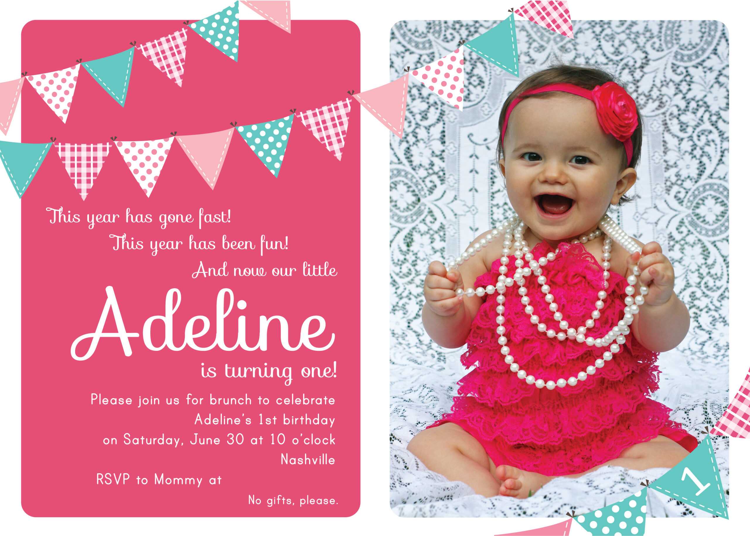 Best First Birthday Invitations Girl Designs Ideas Throughout First Birthday Invitation Card Template