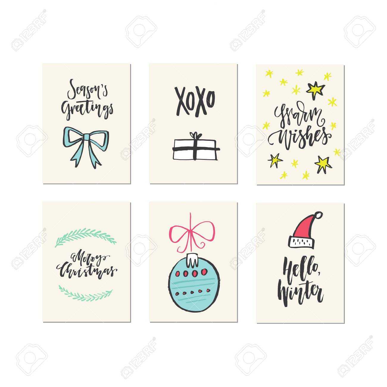 Big Collection Of Unique Christmas Or New Year Card Templates.. Intended For Christmas Note Card Templates