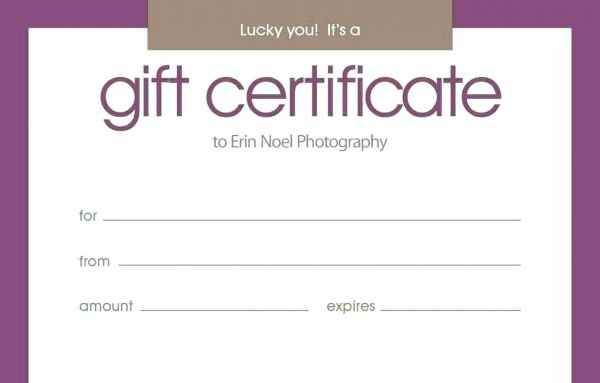 Birthday Gift Certificate Template Free Printable Within Free Photography Gift Certificate Template