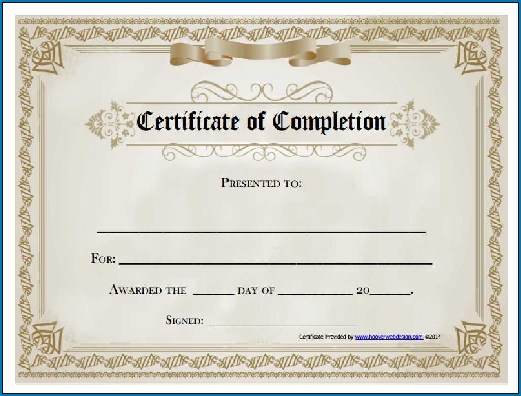 Blank Certificate Of Completion Template - Colona.rsd7 Regarding Free Printable Blank Award Certificate Templates