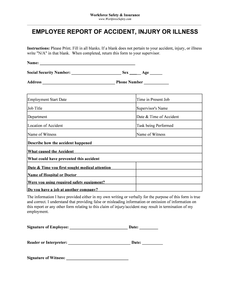 Blank Incident And Injury Report Pdf – Fill Online Throughout Employee Incident Report Templates