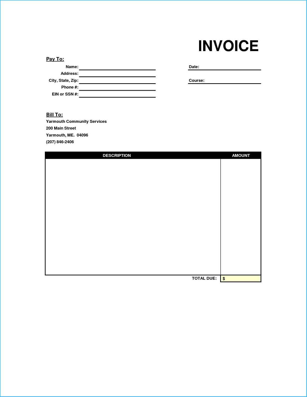 Blank Invoices Free – Colona.rsd7 Throughout Community Service Template Word