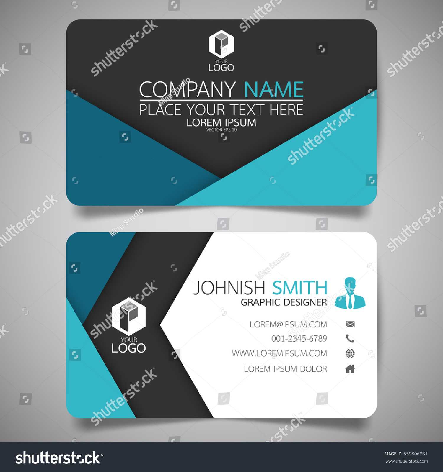 Blue Fold Modern Creative Business Card Stock Vector In Fold Over Business Card Template