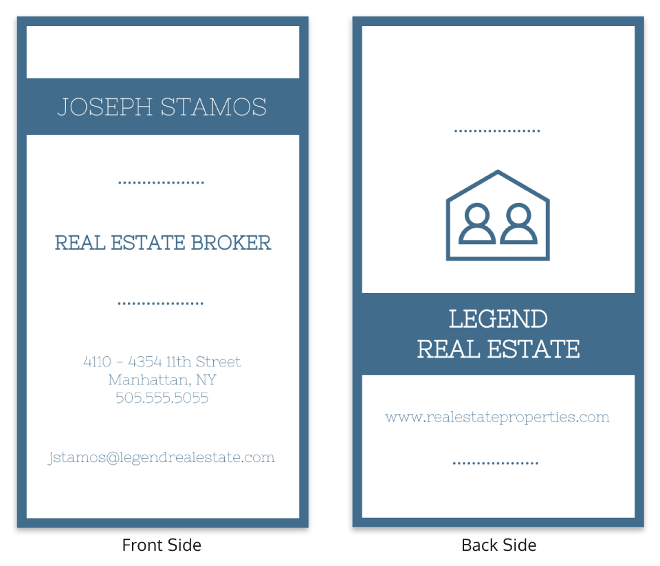 Blue Vertical Real Estate Business Card Template Intended For Dog Grooming Record Card Template