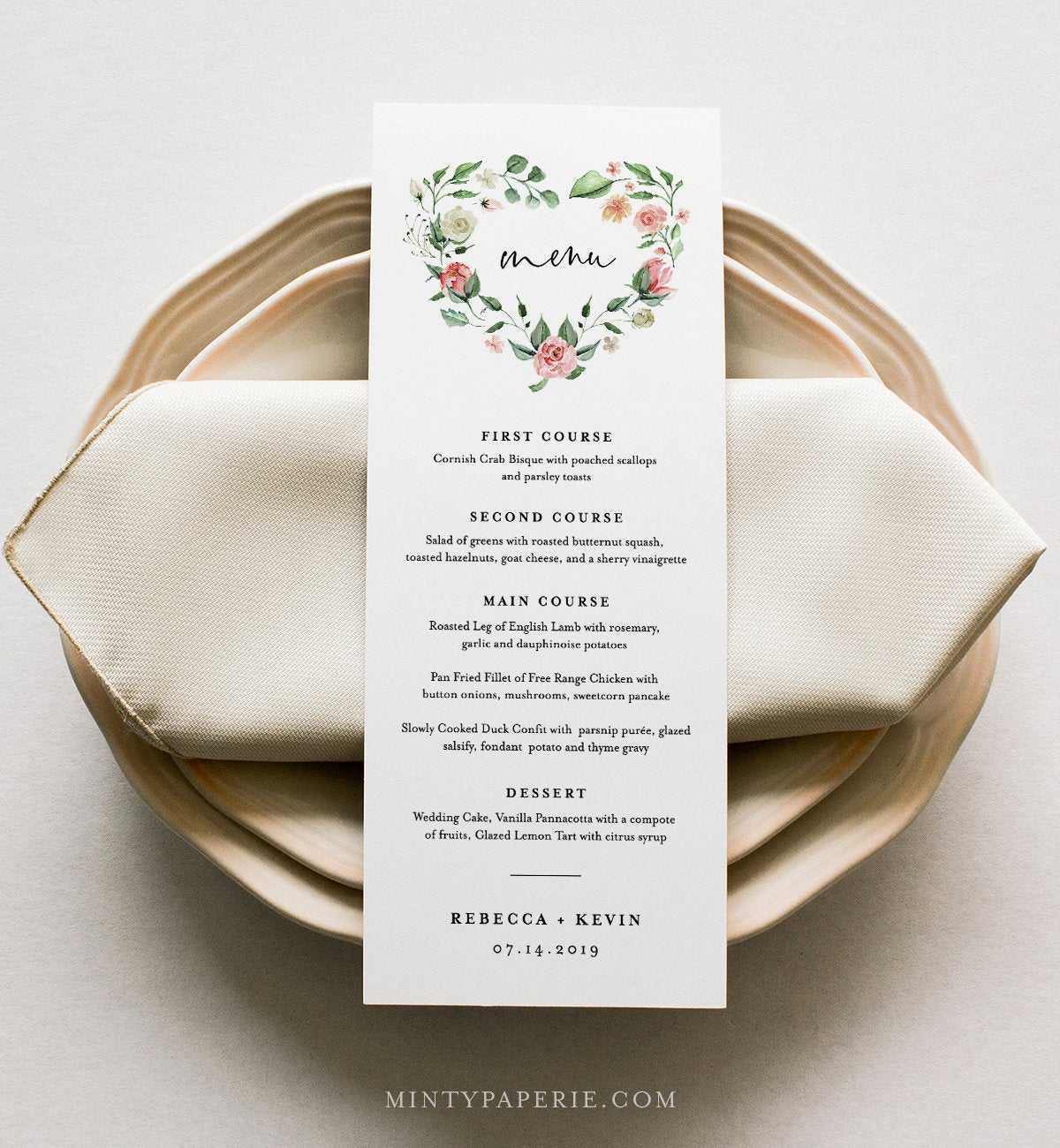 Boho Menu Template, Printable Wedding Dinner Menu Card Regarding Free Printable Dinner Menu Template