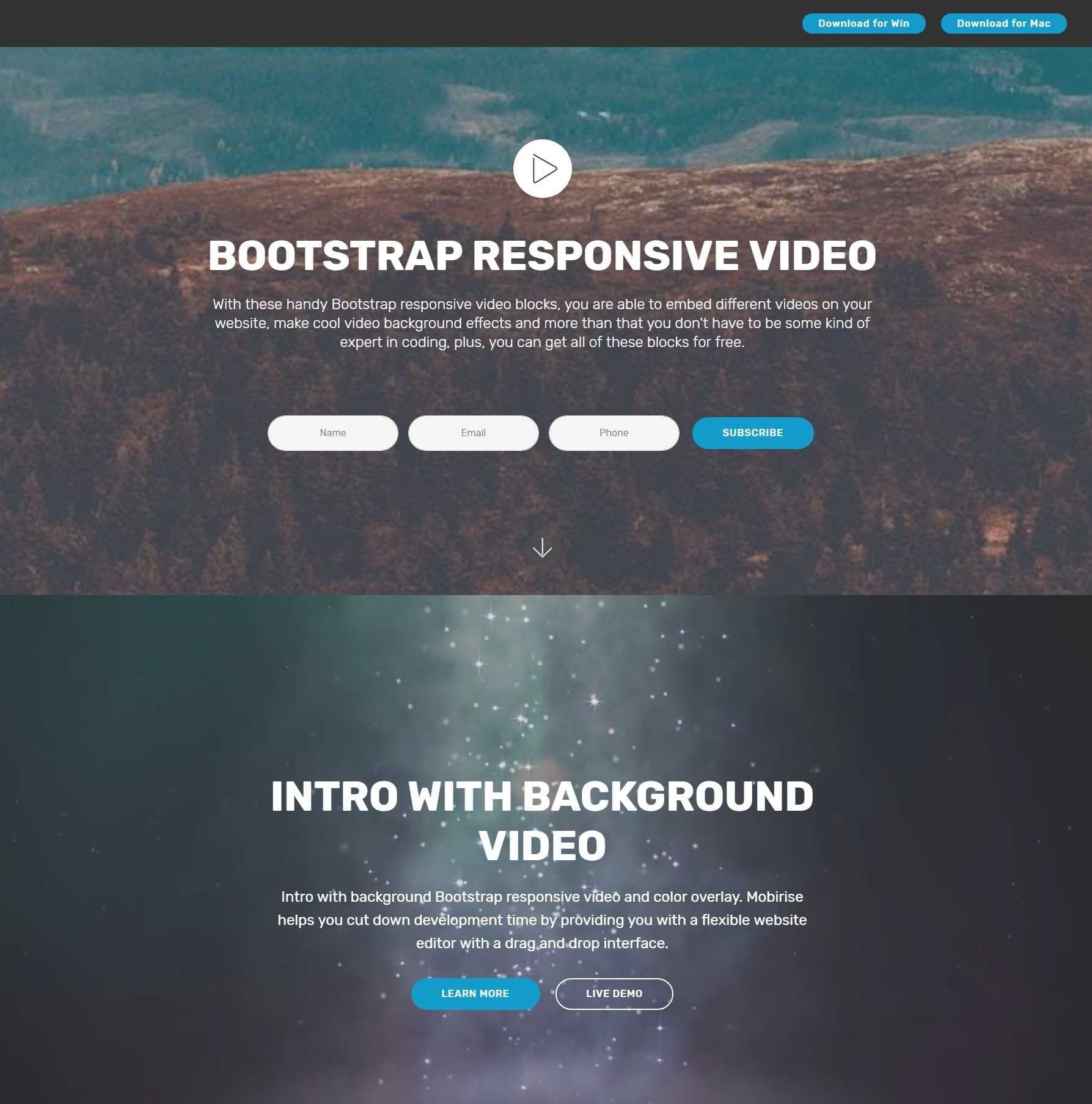 Brand New And Free Css Bootstrap Responsive Video Players Regarding Free Css Website Templates With Drop Down Menu
