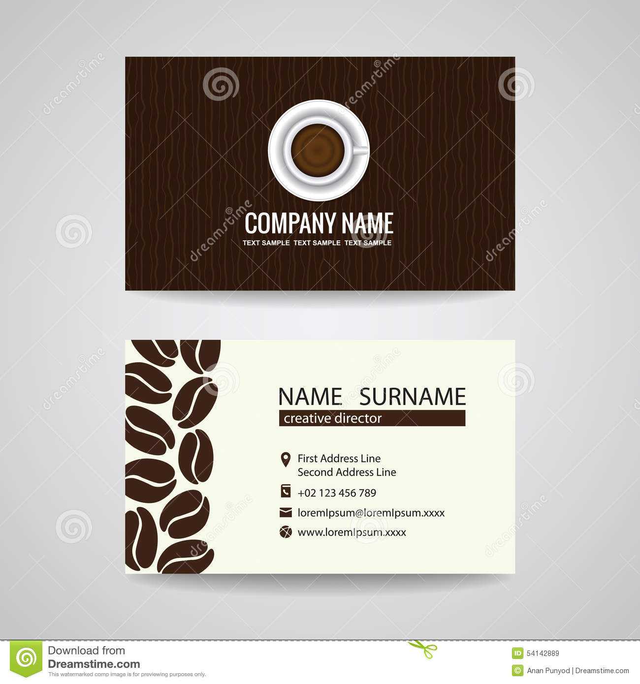 Business Card Vector Graphic Design , Coffee Cup And Coffee With Regard To Coffee Business Card Template Free