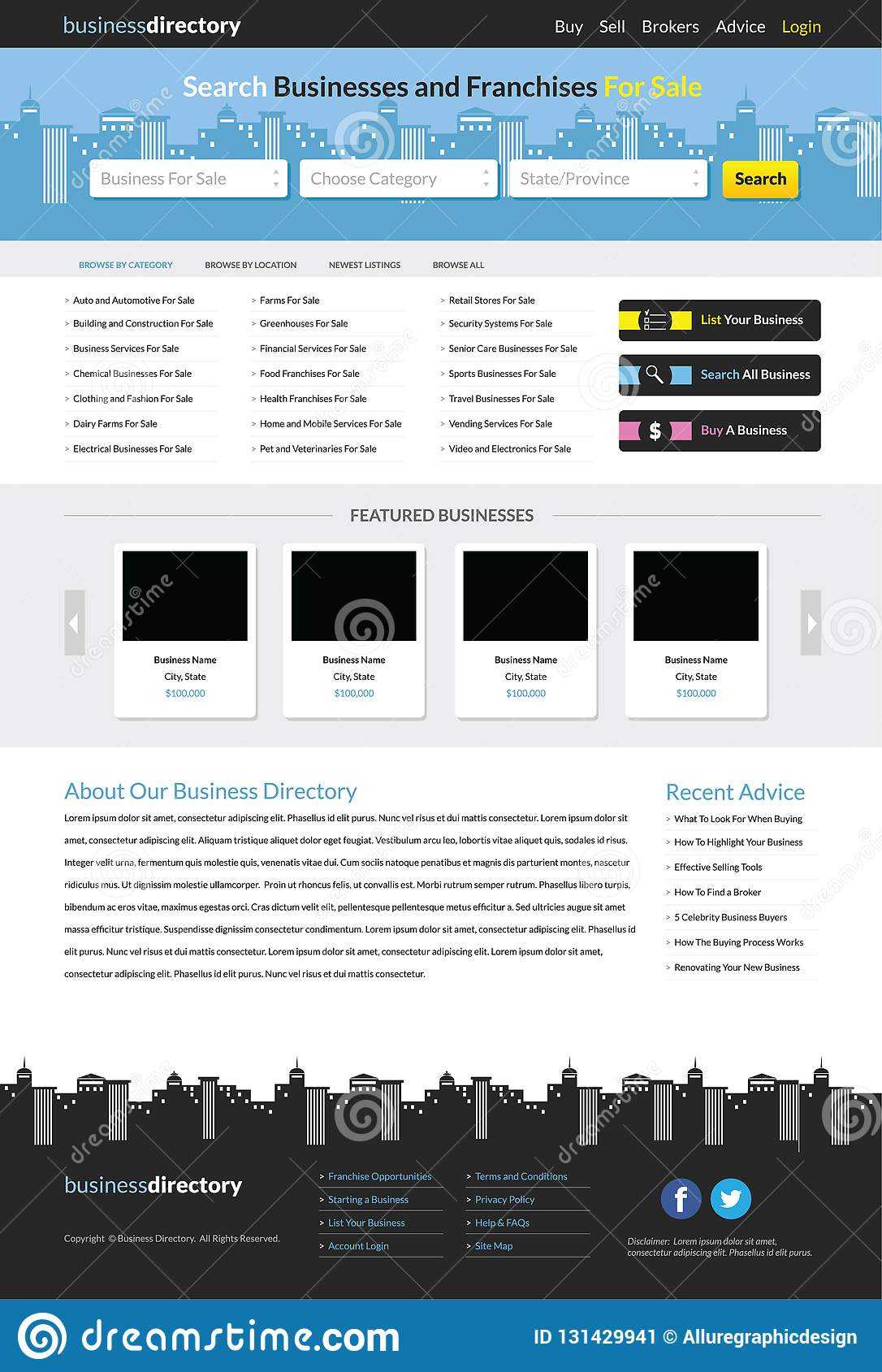 Business Directory Website Template Stock Illustration Inside Free Business Directory Template