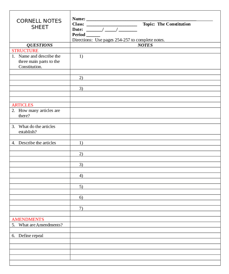 Business Notes Template – Tunu.redmini.co Within Cornell Notes Google Docs Template