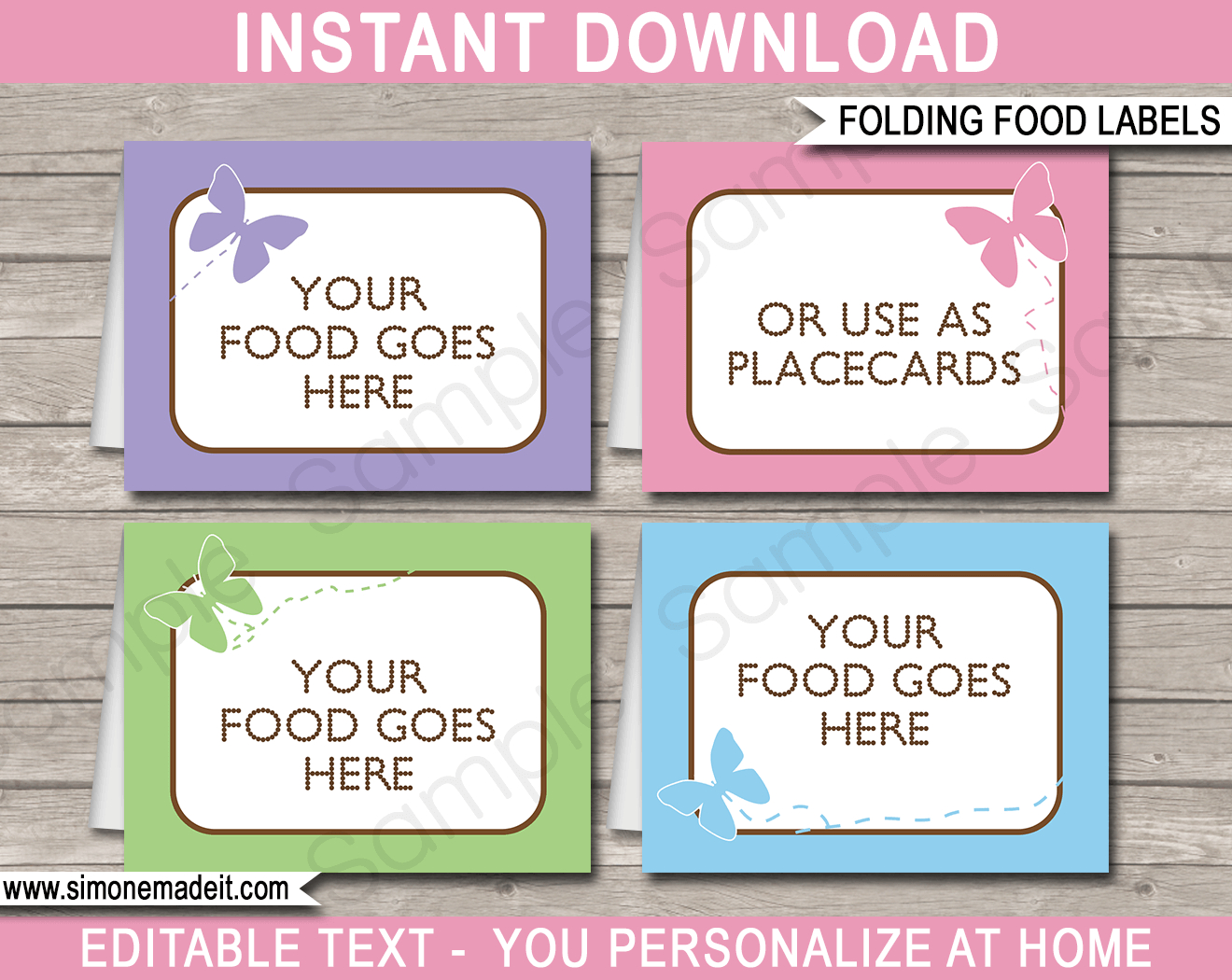 Butterfly Party Food Labels Template For Food Label Template For Party