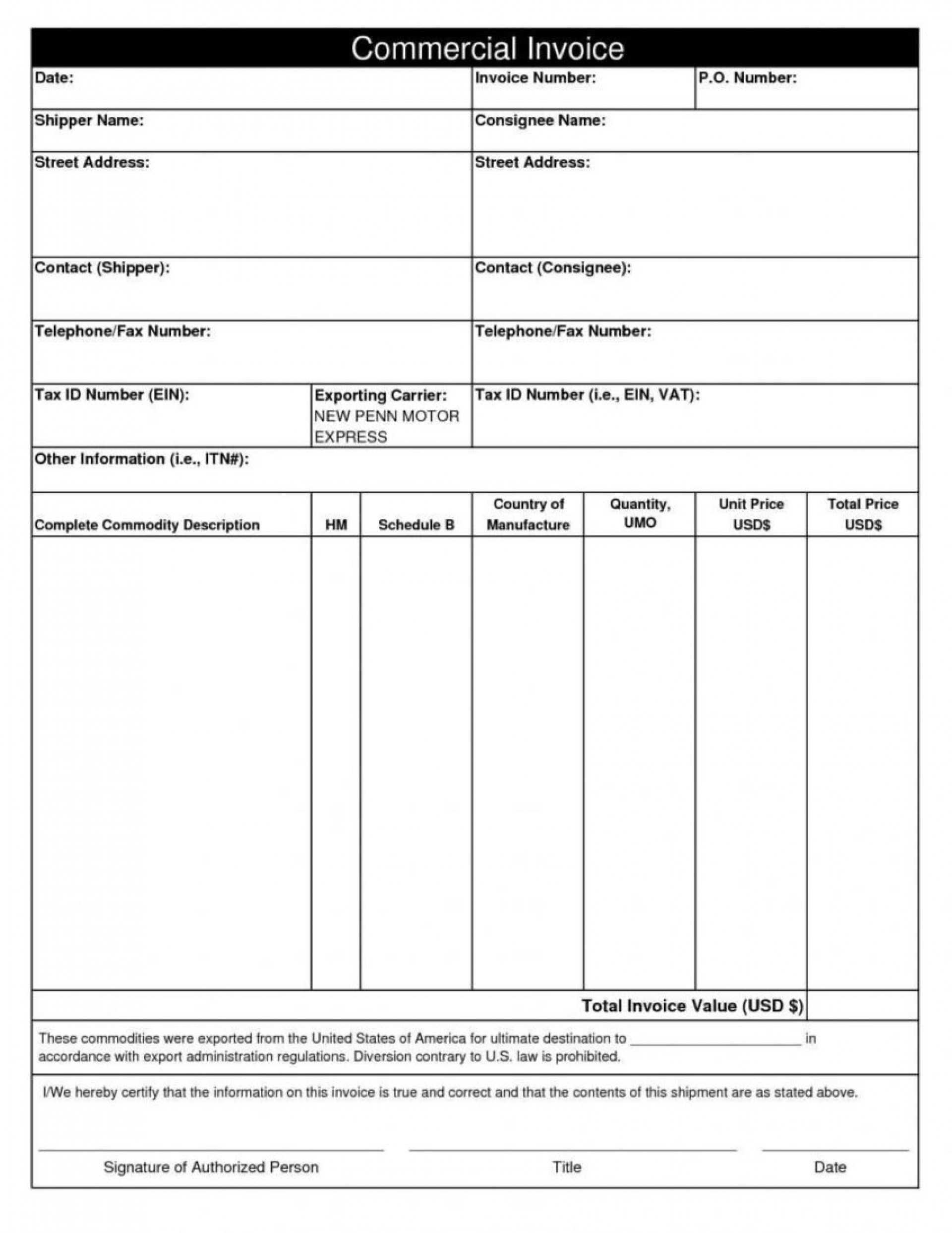 C82 Commercial Invoice Template Canada | Wiring Library Inside Customs Commercial Invoice Template