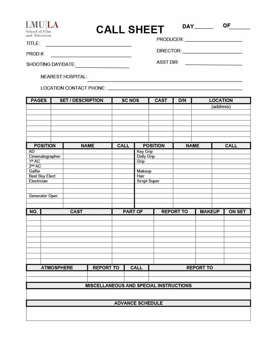 Call Sheet Template Free Cast And Crew Maxresdefault Word For Film Call Sheet Template Word