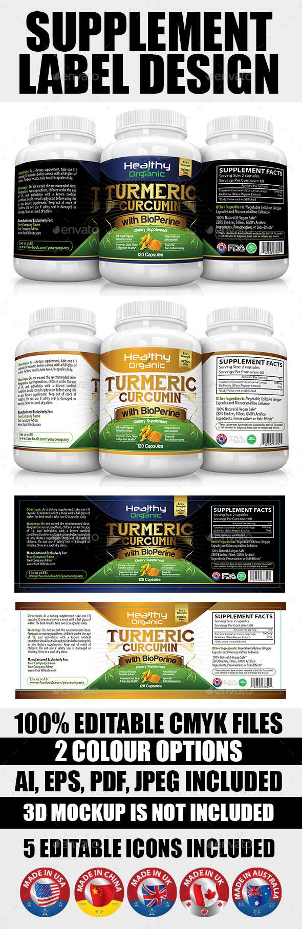 Cambogia And Label Packaging Templates From Graphicriver In Dietary Supplement Label Template