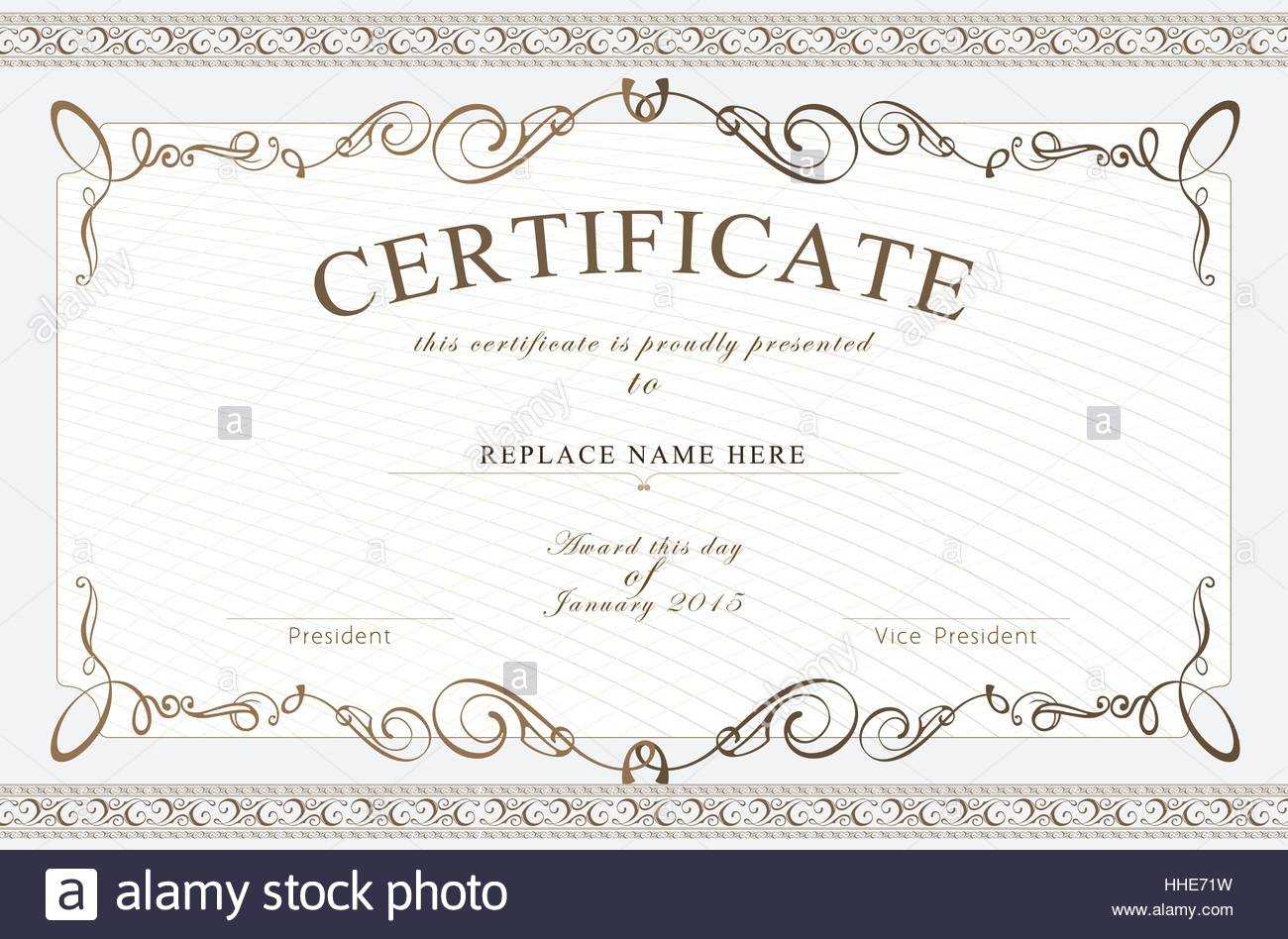 Certificate Border, Certificate Template. Vector Intended For Commemorative Certificate Template