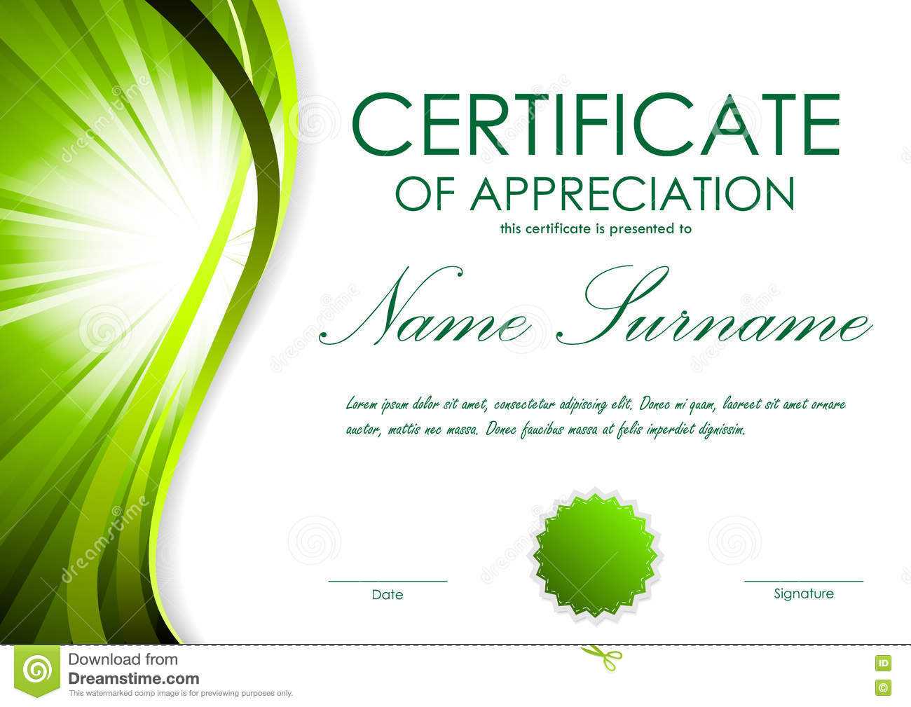 Certificate Of Appreciation Template Stock Vector Pertaining To Free Certificate Of Appreciation Template Downloads