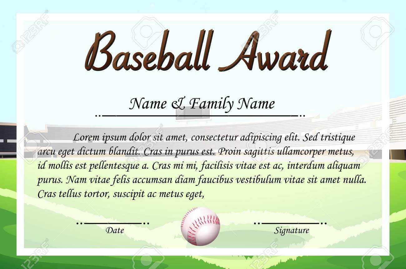 Certificate Template For Baseball Award Illustration Throughout Free Softball Certificate Templates
