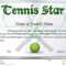 Certificate Template For Tennis Star Stock Vector In Free Softball Certificate Templates