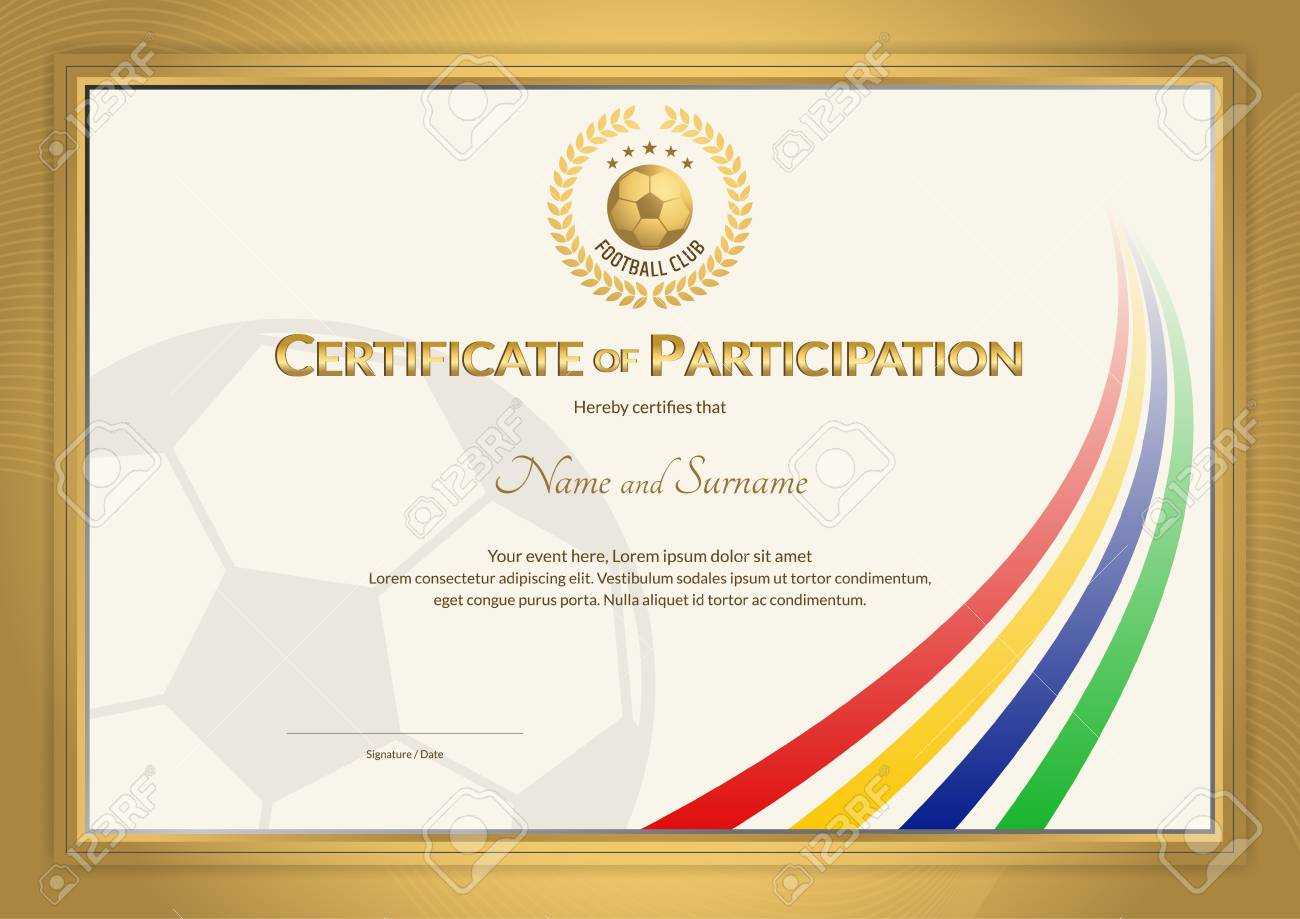 Certificate Template In Football Sport Color Stripe Theme With.. With Football Certificate Template